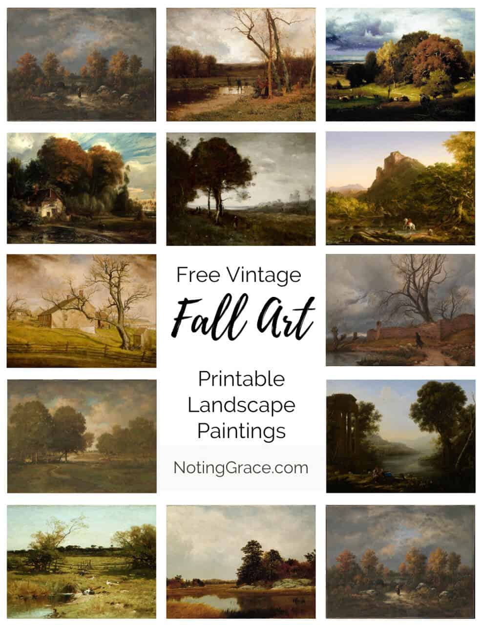Free Vintage Fall Art - 26 Printable Landscape Paintings throughout Free Vintage Printables