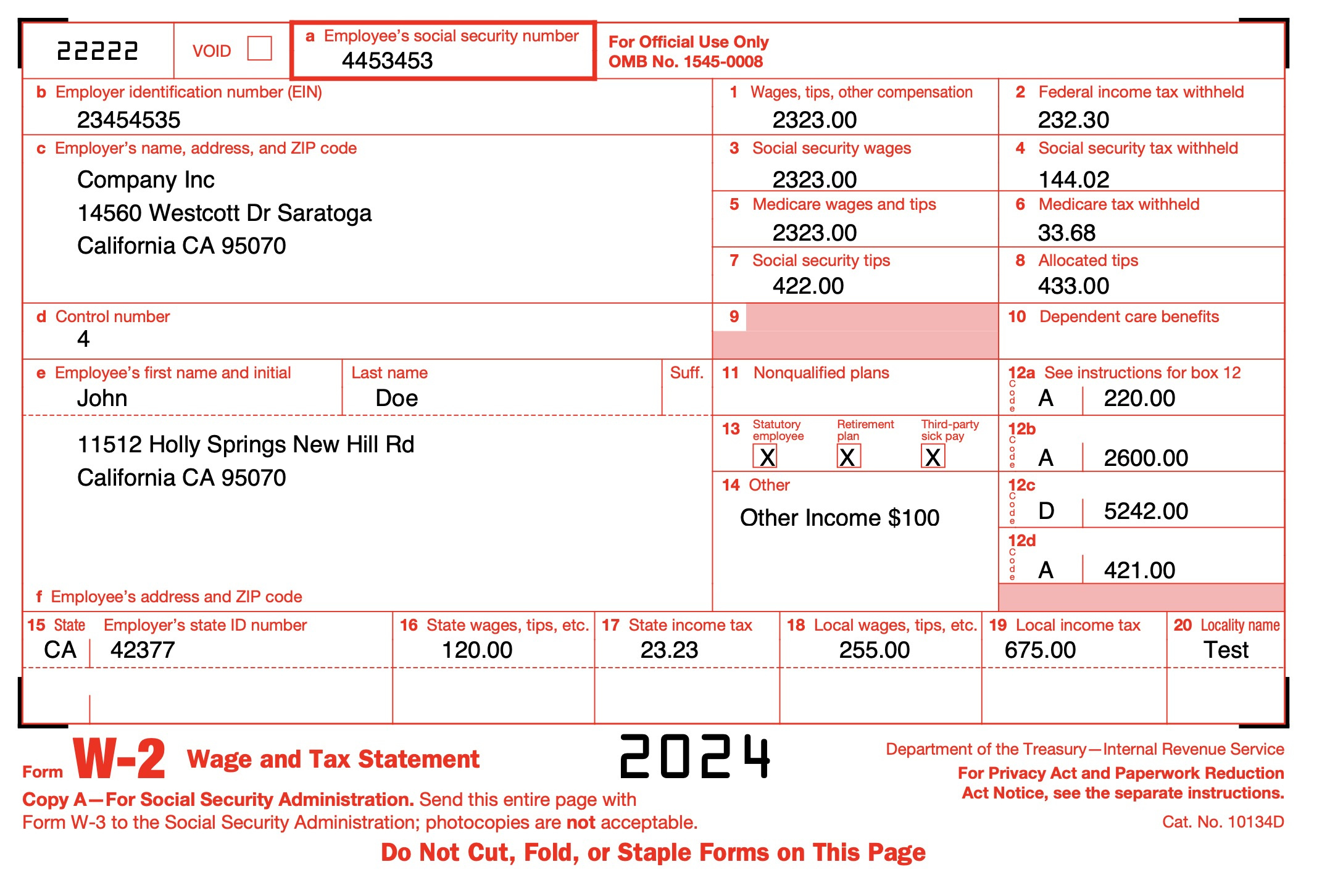 Free W2 Form Generator: Create A W2 Form In One Click in Free W2 Forms Online Printable