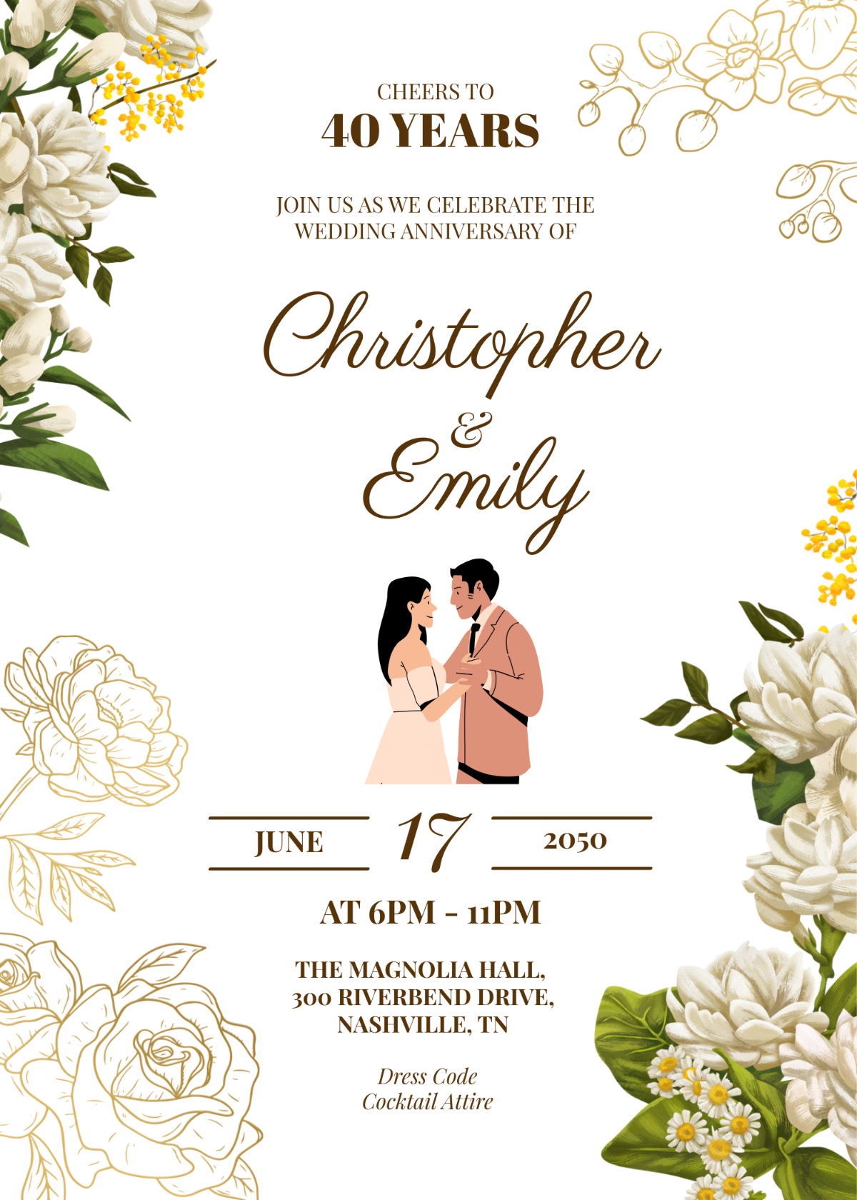 Free Wedding Anniversary Invitation Templates, Editable And Printable regarding Free Printable 40Th Anniversary Invitations