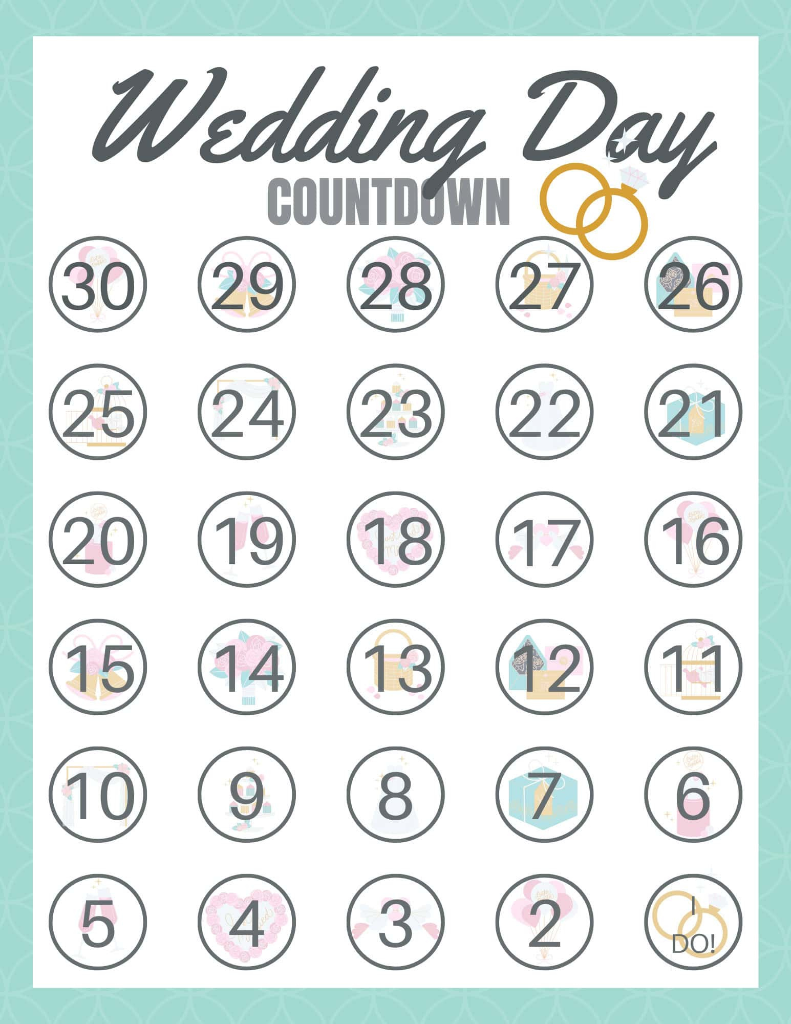 Free Wedding Countdown Calendar Printable regarding Free Printable Wedding Countdown