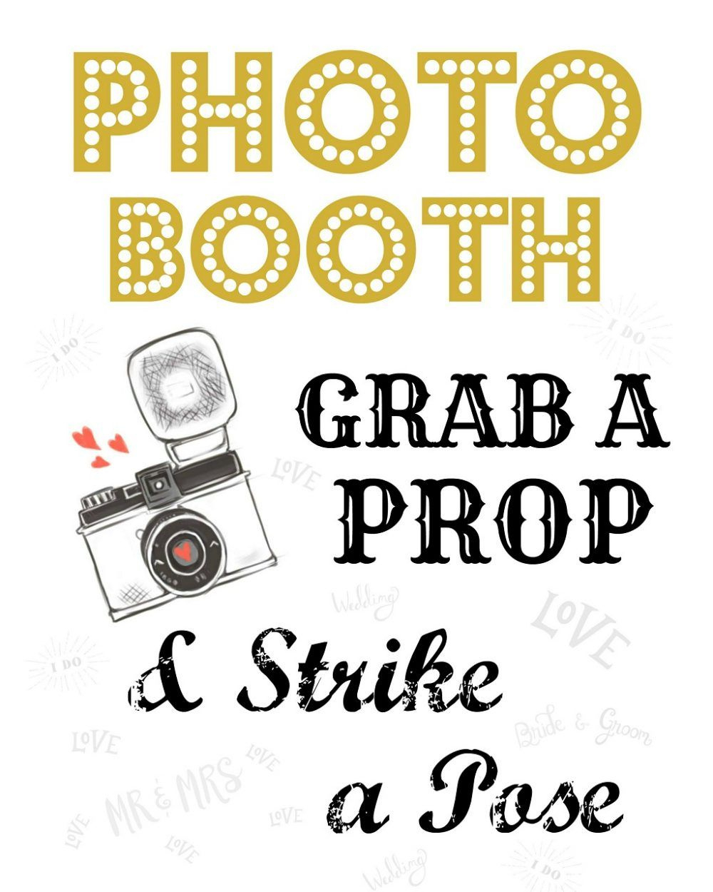 Free Wedding Photo Booth Sign | Scrappy Geek - Worksheets Library for Free Printable Photo Booth Sign