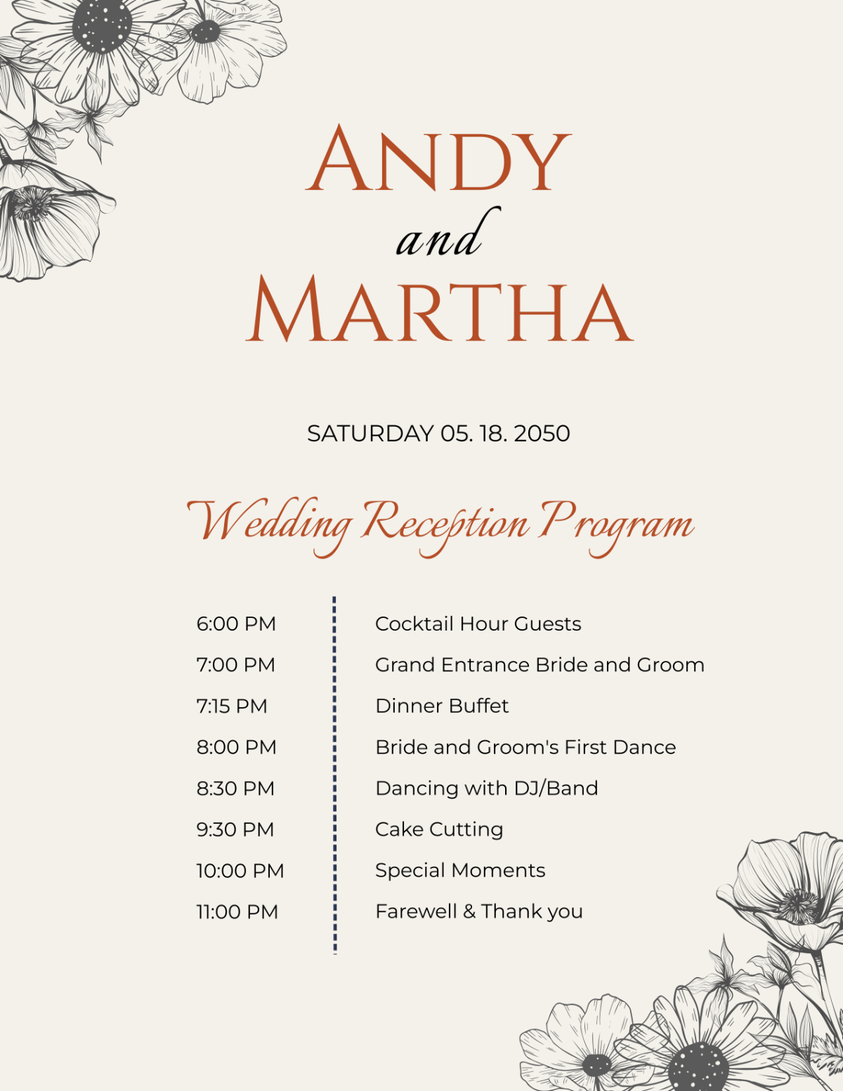 Free Wedding Program Templates, Editable And Printable regarding Free Printable Wedding Program Samples
