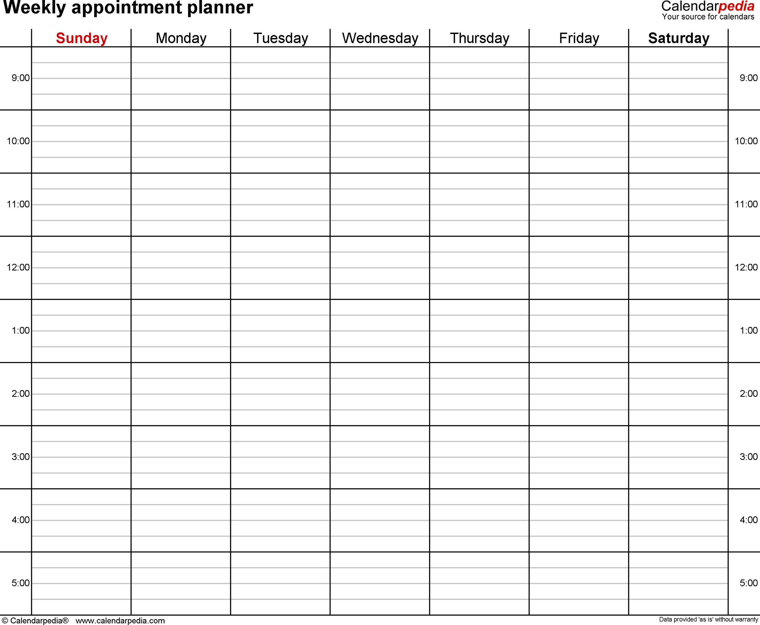 Free Weekly Planners In Pdf Format - 20+ Templates - Worksheets regarding Free Printable Weekly Appointment Sheets