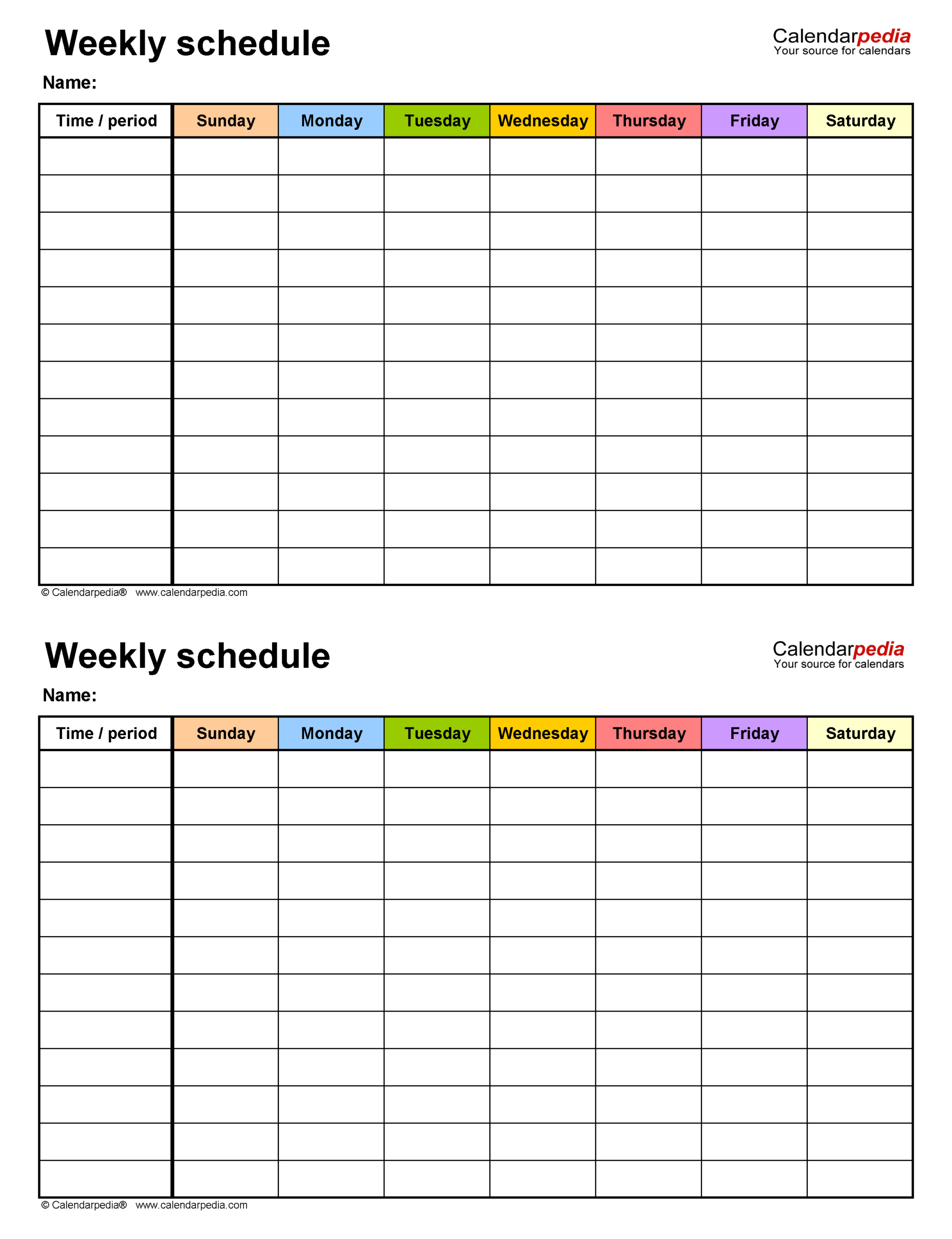 Free Weekly Schedules For Pdf - 24 Templates pertaining to Free Printable Weekly Work Schedule