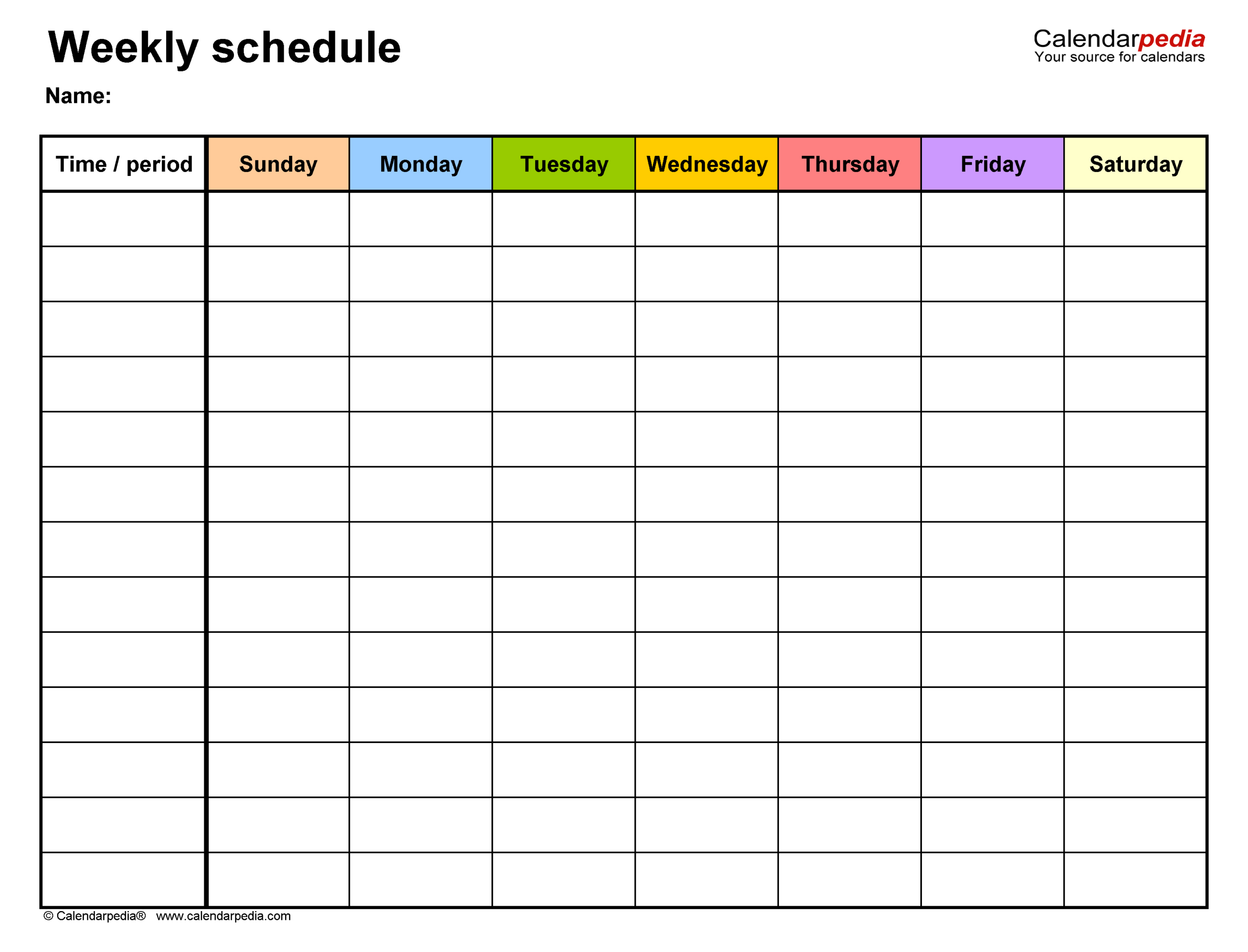 Free Weekly Schedules For Pdf - 24 Templates - Worksheets Library inside Free Printable Schedule