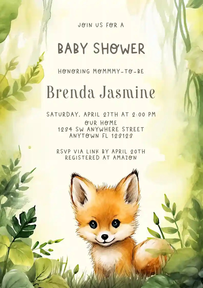 Free Woodland Baby Shower Invitation Templates | Invitanku inside Free Woodland Baby Shower Printables