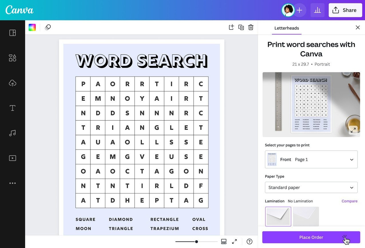 Free Word Search Maker – Make Your Own Word Search | Canva in Word Search Maker Online Free Printable