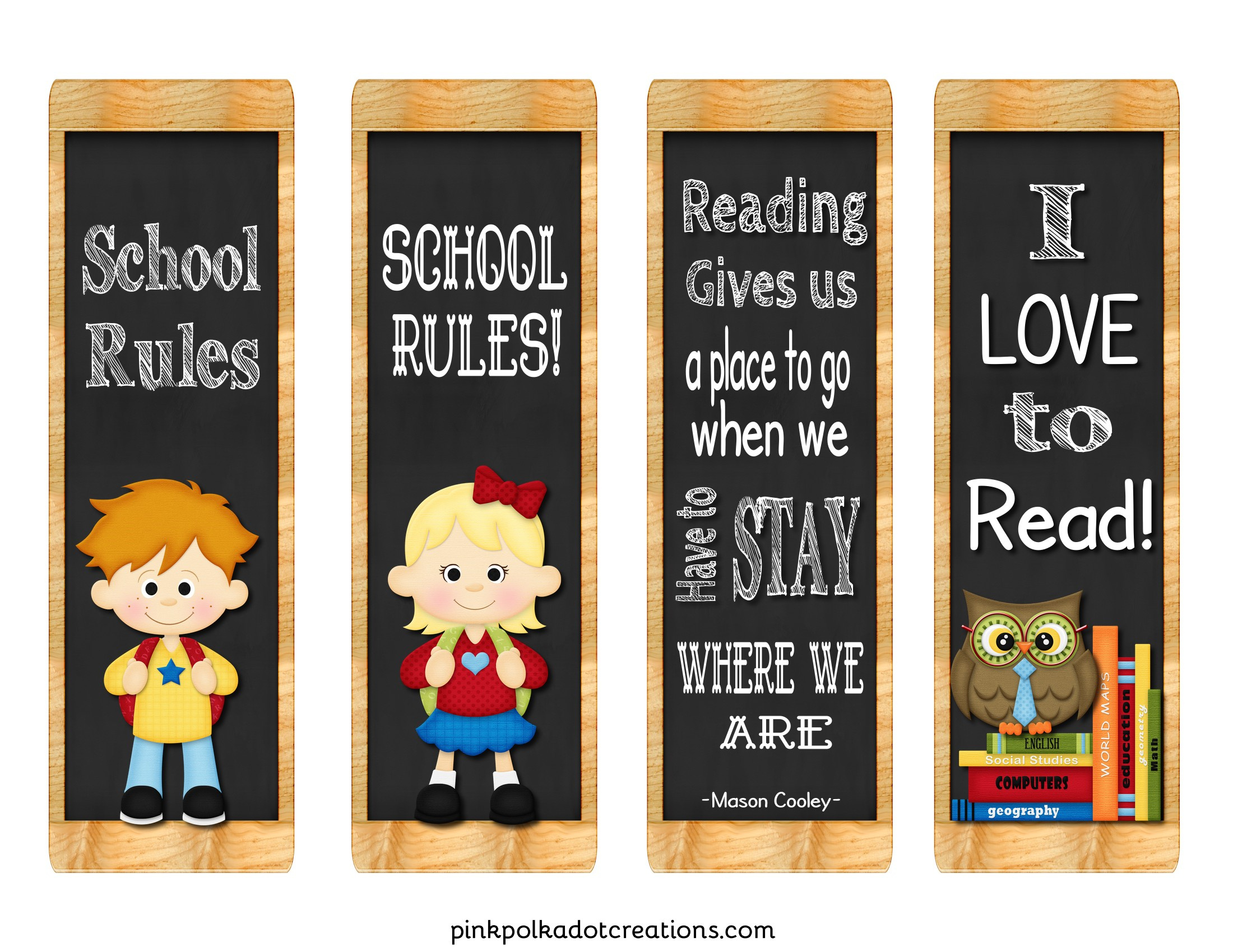 Freebie! Back To School Book Marks - Pink Polka Dot Creations intended for Free Printable Back To School Bookmarks