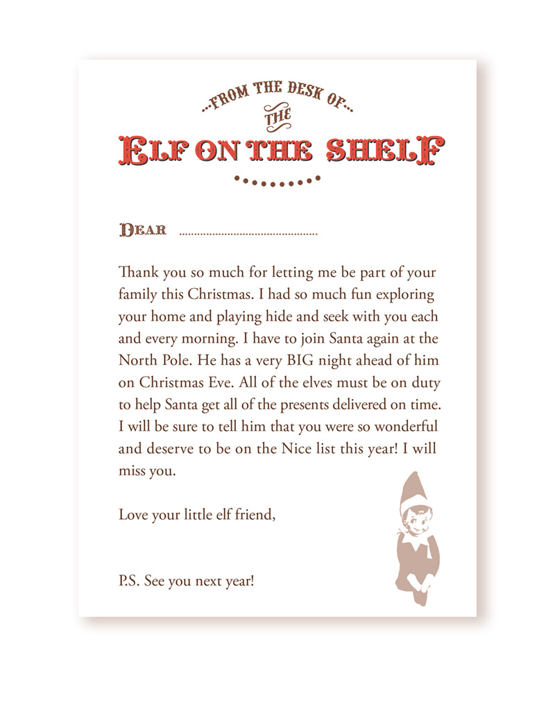 Freebie} Your Very Own Goodbye Letter From The Elf On The Shelf pertaining to Elf On A Shelf Goodbye Letter Free Printable