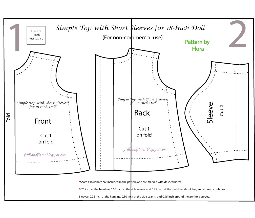 Frills And Flares: A Simple Top With Short Sleeves---Free Pdf with 18 Inch Doll Clothes Patterns Free Printable
