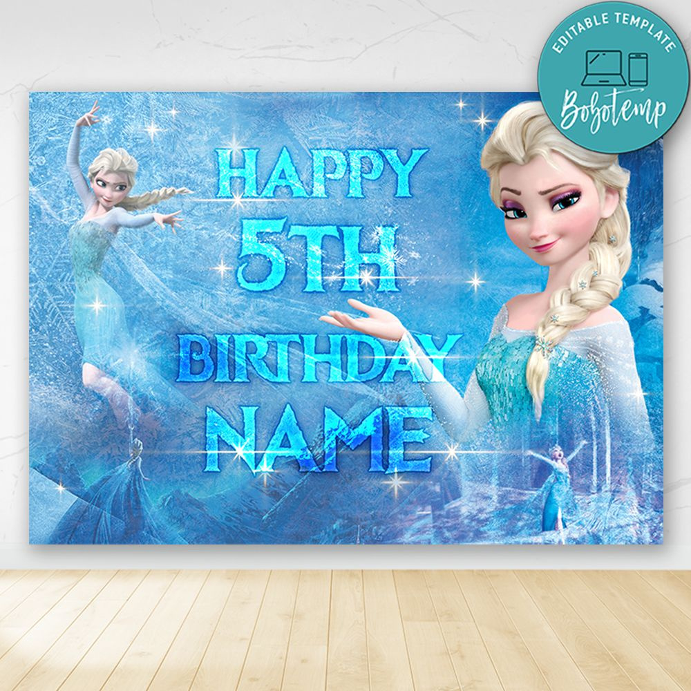 Frozen 2 Birthday Party Banner Backdrop Printable Diy | Bobotemp inside Frozen Happy Birthday Banner Free Printable