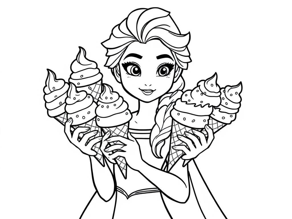 Frozen Elsa Ice Cream Coloring Page - Free Printable Coloring Page pertaining to Free Printable Frozen Coloring Pages