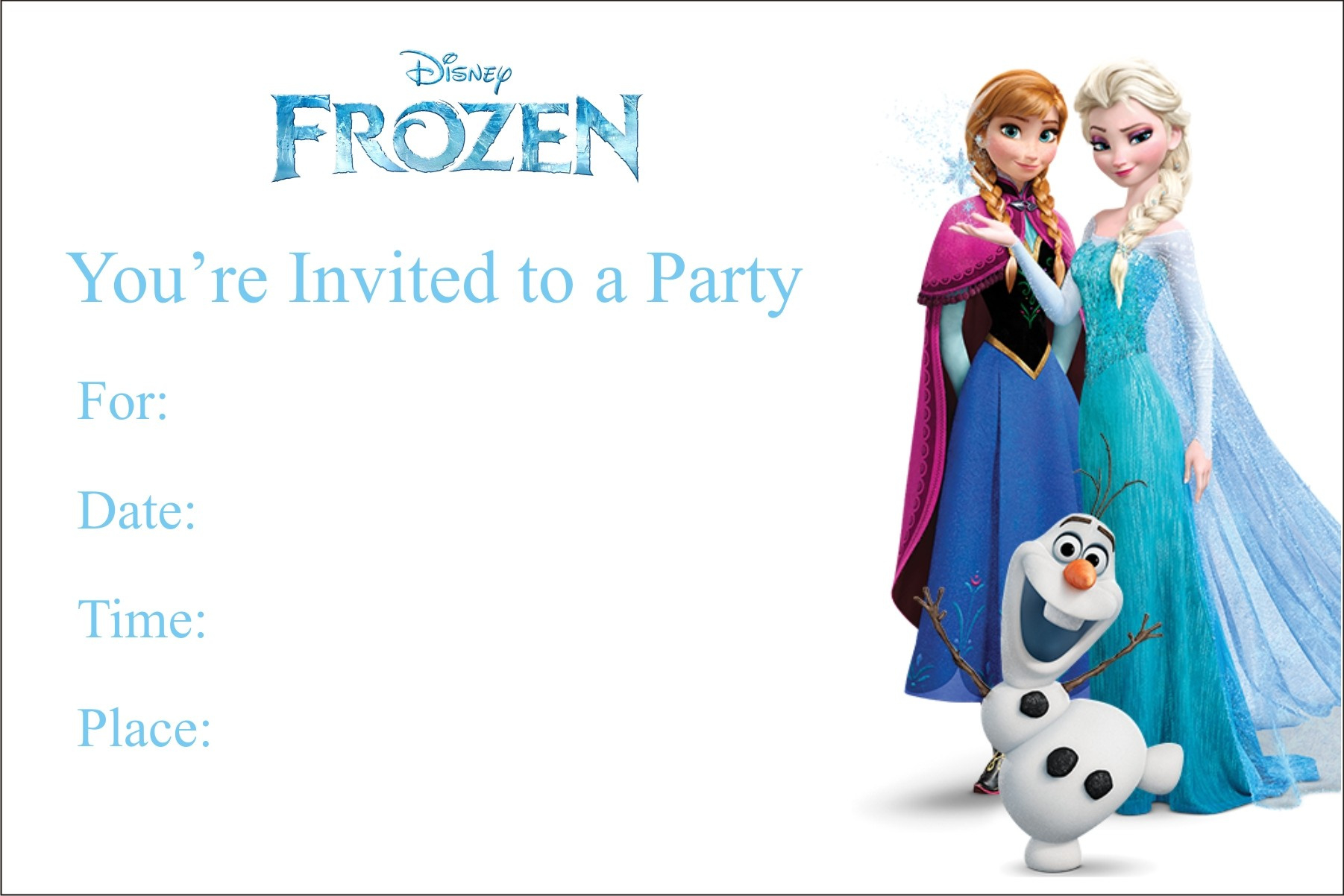 Frozen Free Printable Birthday Party Invitation Personalized Party in Free Printable Frozen Birthday Invitations