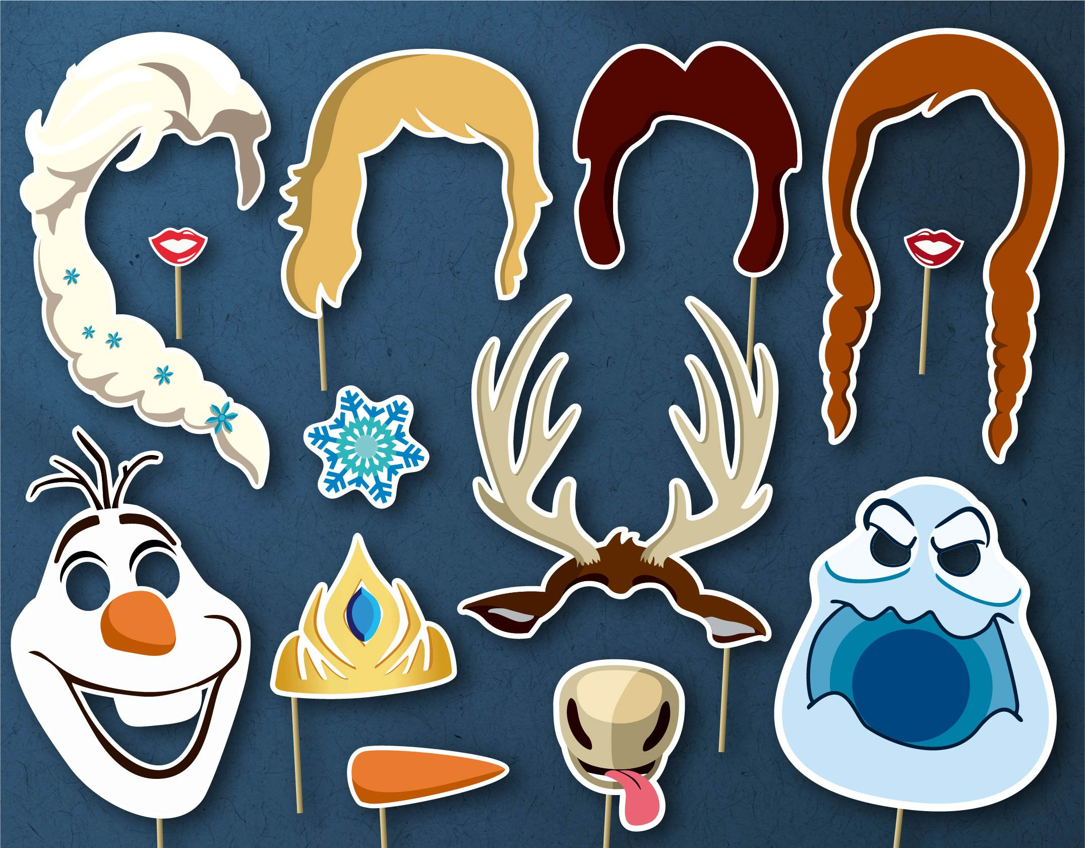 Frozen Party Photo Booth Props, Digital Download, Birthday Decoration within Free Printable Frozen Photo Booth Props