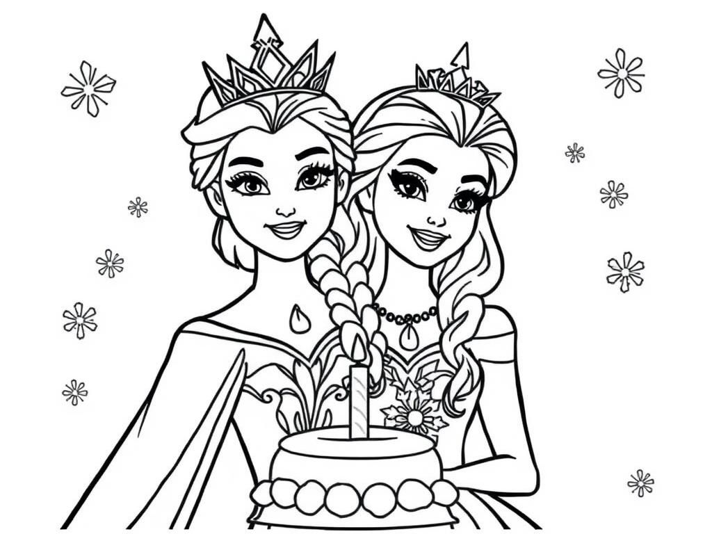 Frozen Princesses Birthday Coloring Page - Free Printable Coloring with Free Printable Frozen Coloring Pages