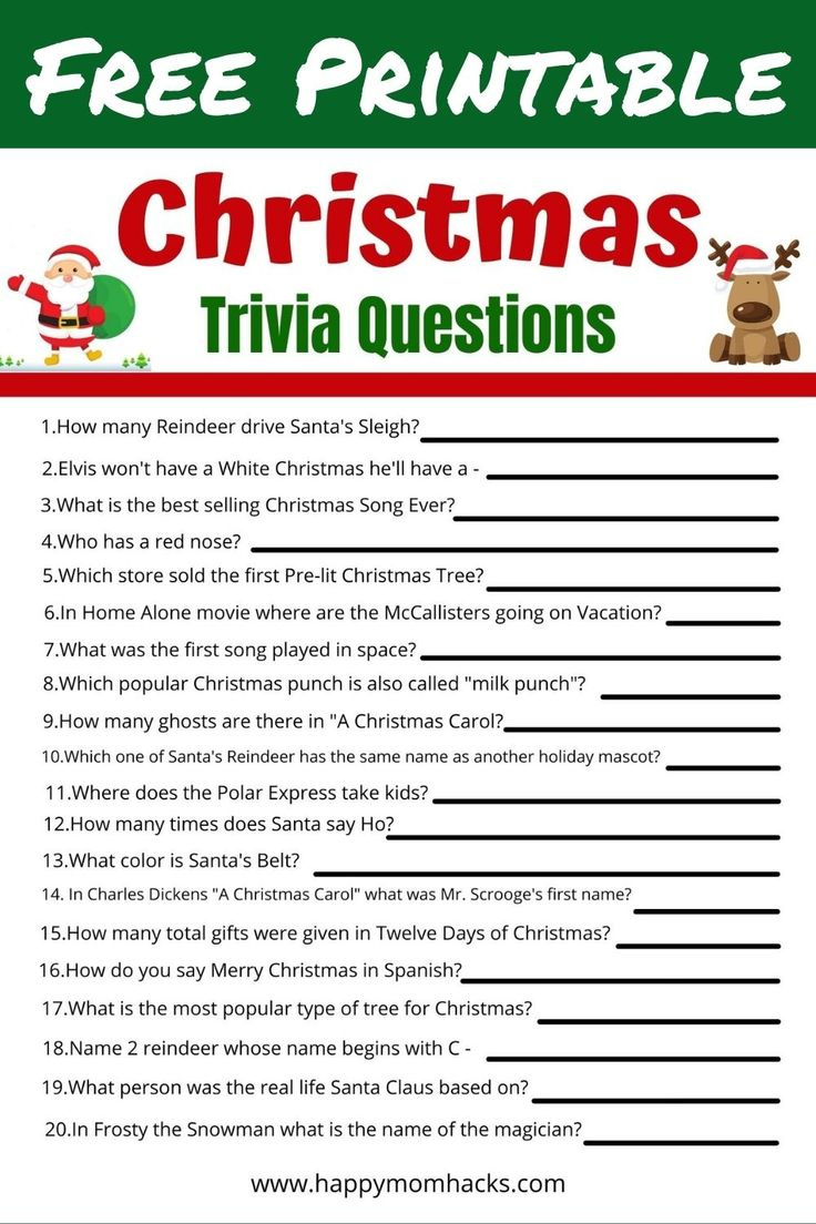 Fun Family Christmas Quiz Questions & Answers -Free Printable pertaining to Free Printable Christmas Trivia Quiz