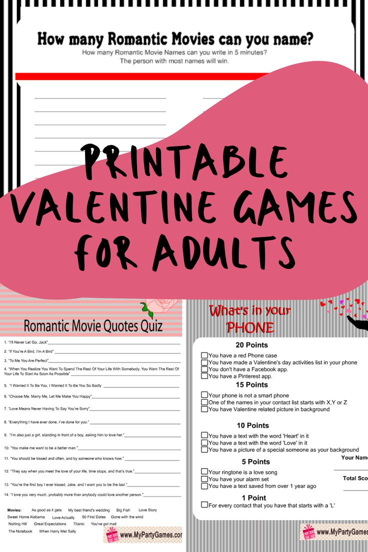 Fun Loving Printable Valentine Games For Adults - Fun Party Pop in Free Printable Valentine Games For Adults