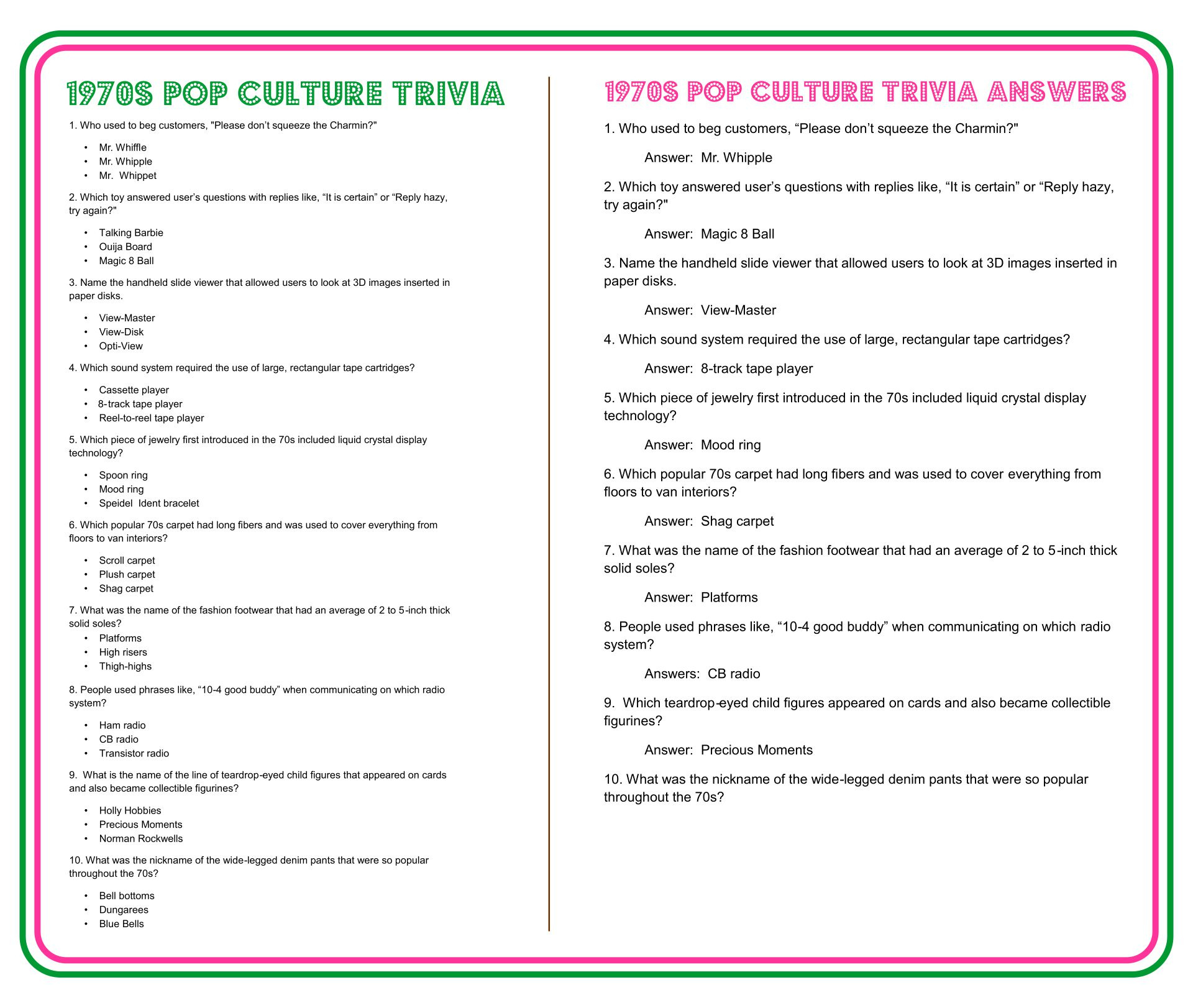 Fun Trivia - 10 Free Pdf Printables | Printablee - Worksheets Library within Free Printable Trivia Questions And Answers