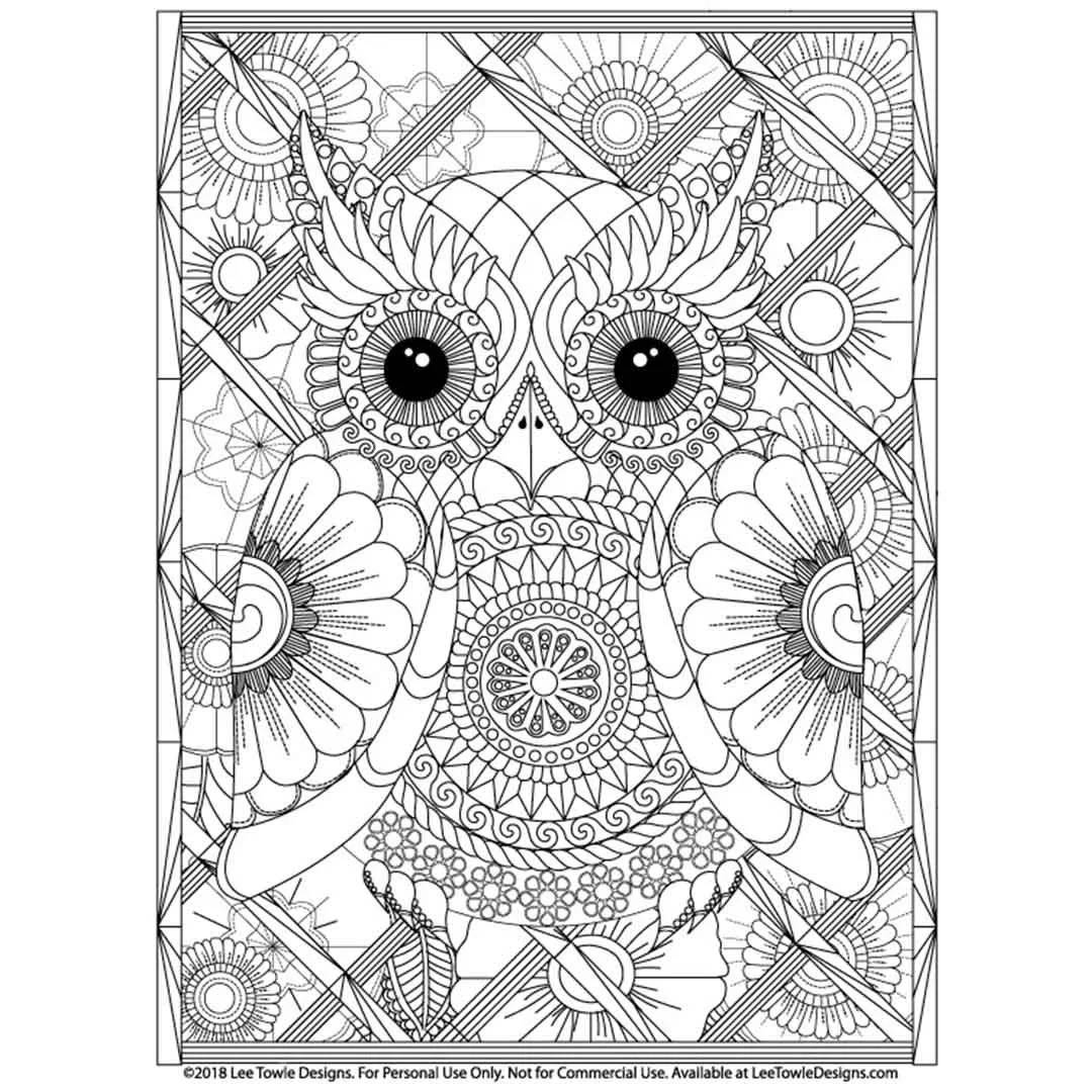Fun Zen Owl Advanced Coloring Page For Adults - Free Coloring Page inside Free Printable Coloring Pages For Adults Advanced