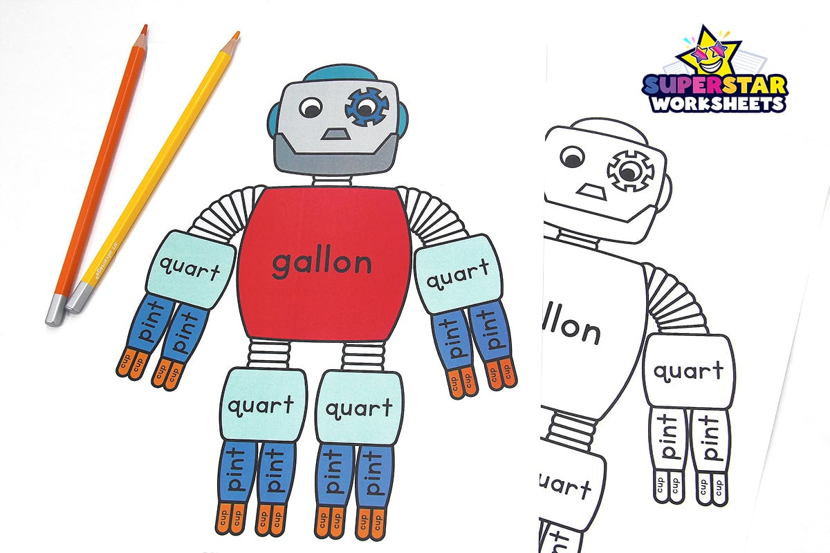 Gallon Man - Superstar Worksheets inside Gallon Bot Printable Free