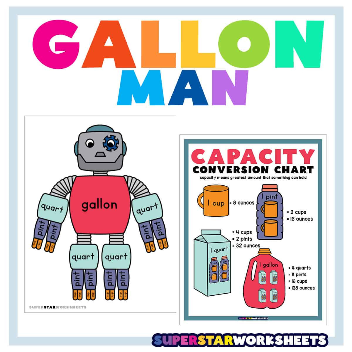 Gallon Man - Superstar Worksheets intended for Gallon Bot Printable Free