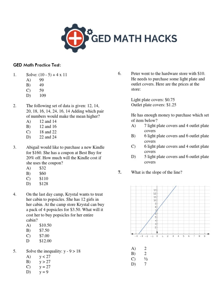 Ged Math Practice Test 1 | Pdf | Area | Interest - Worksheets Library regarding Ged Math Practice Test Free Printable