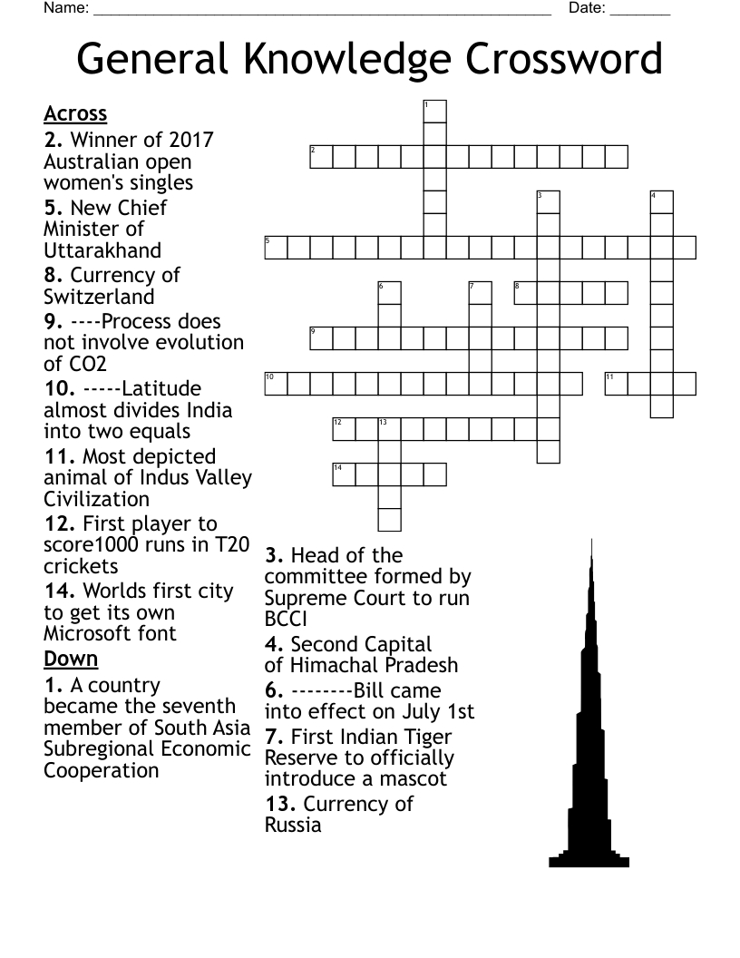 General Knowledge Crossword - Wordmint regarding Free Printable General Knowledge Crossword Puzzles