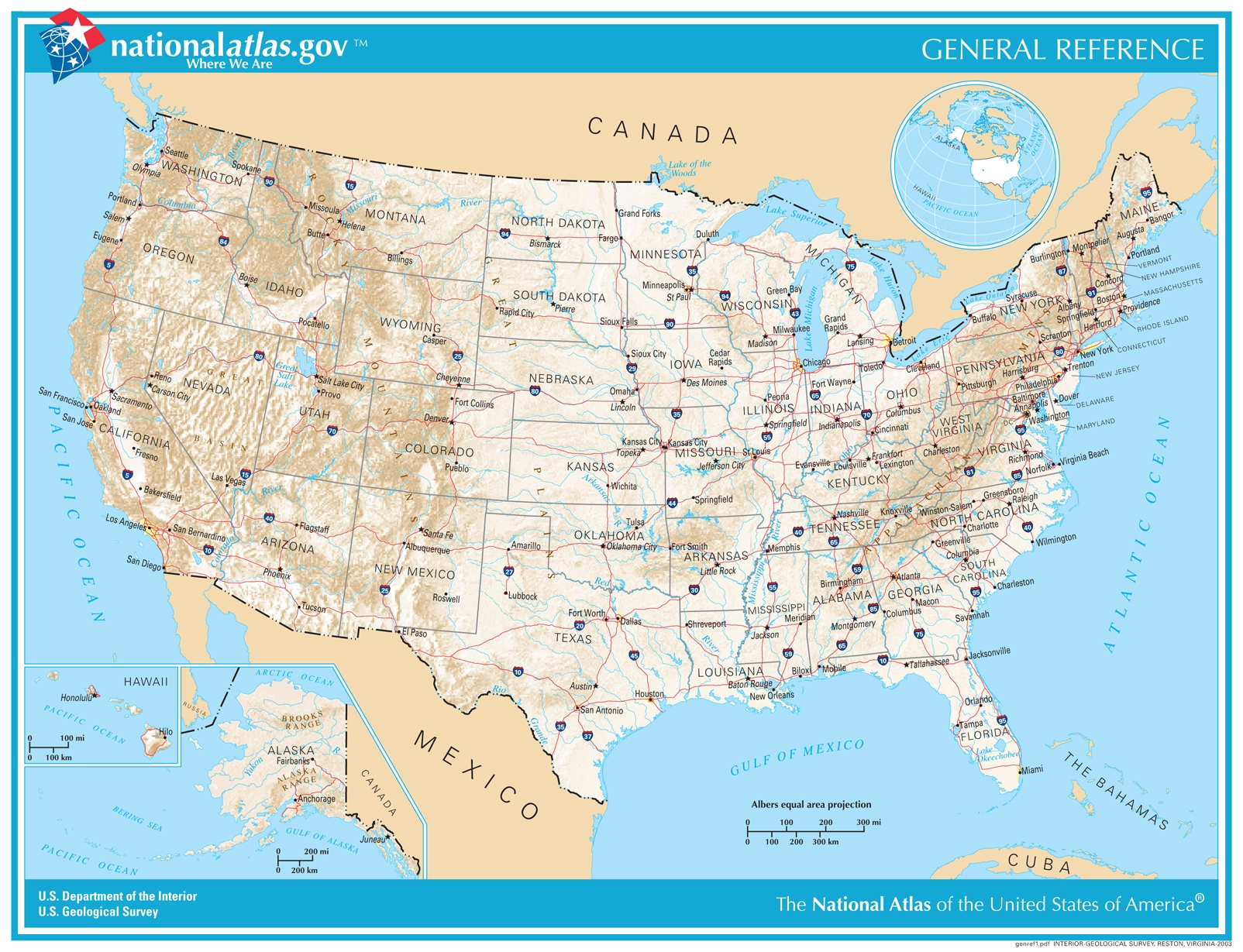 General Reference Printable Map | U.s. Geological Survey intended for Free Printable State Maps