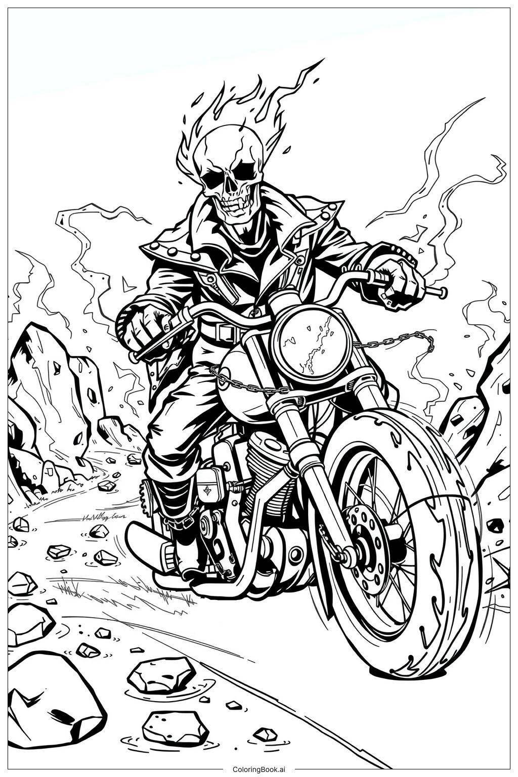 Ghost Rider On A Flaming Motorcycle -2 Coloring Page (Free Pdf&Png regarding Free Printable Ghost Rider Coloring Pages