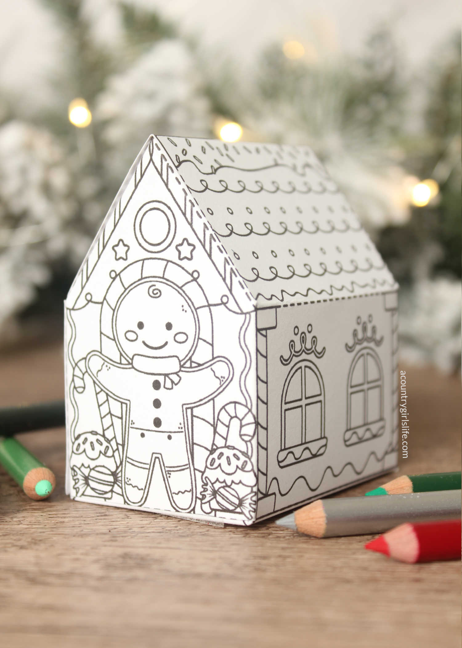 Gingerbread House To Color (Free 3D Printable) - A Country Girl'S Life throughout Free Printable Gingerbread House
