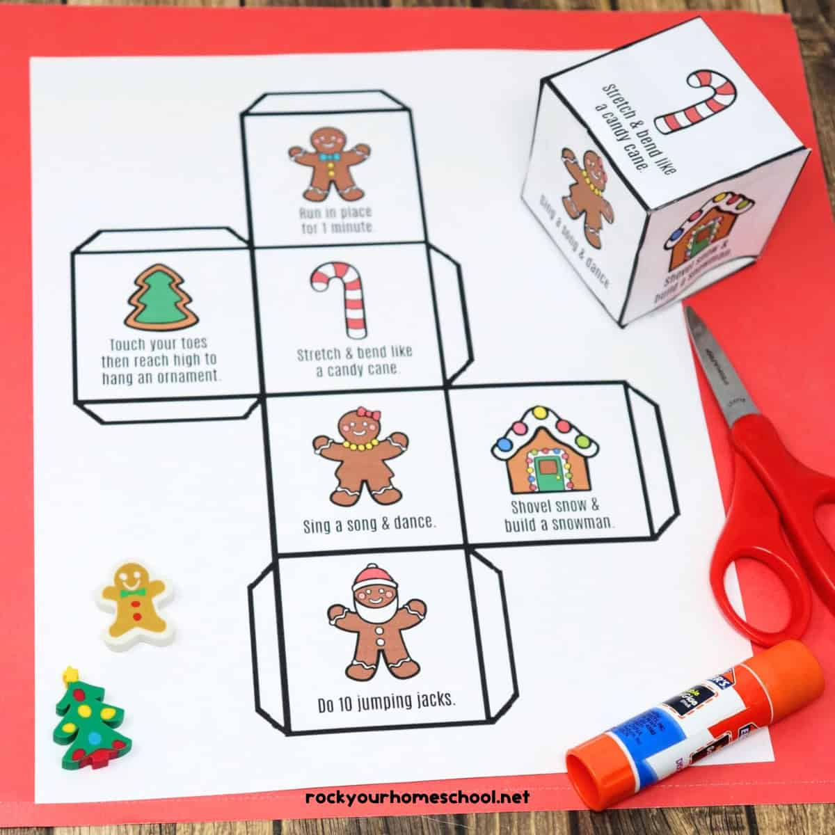 Gingerbread Man Activity Cube To Get Up And Move (Free) - Rock within Free Printable Gingerbread Man Activities