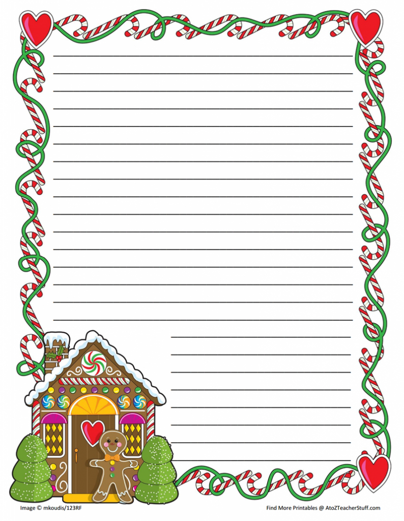 Gingerbread Printable Border Paper With And Without Lines | A To Z in Free Printable Page Borders Christmas