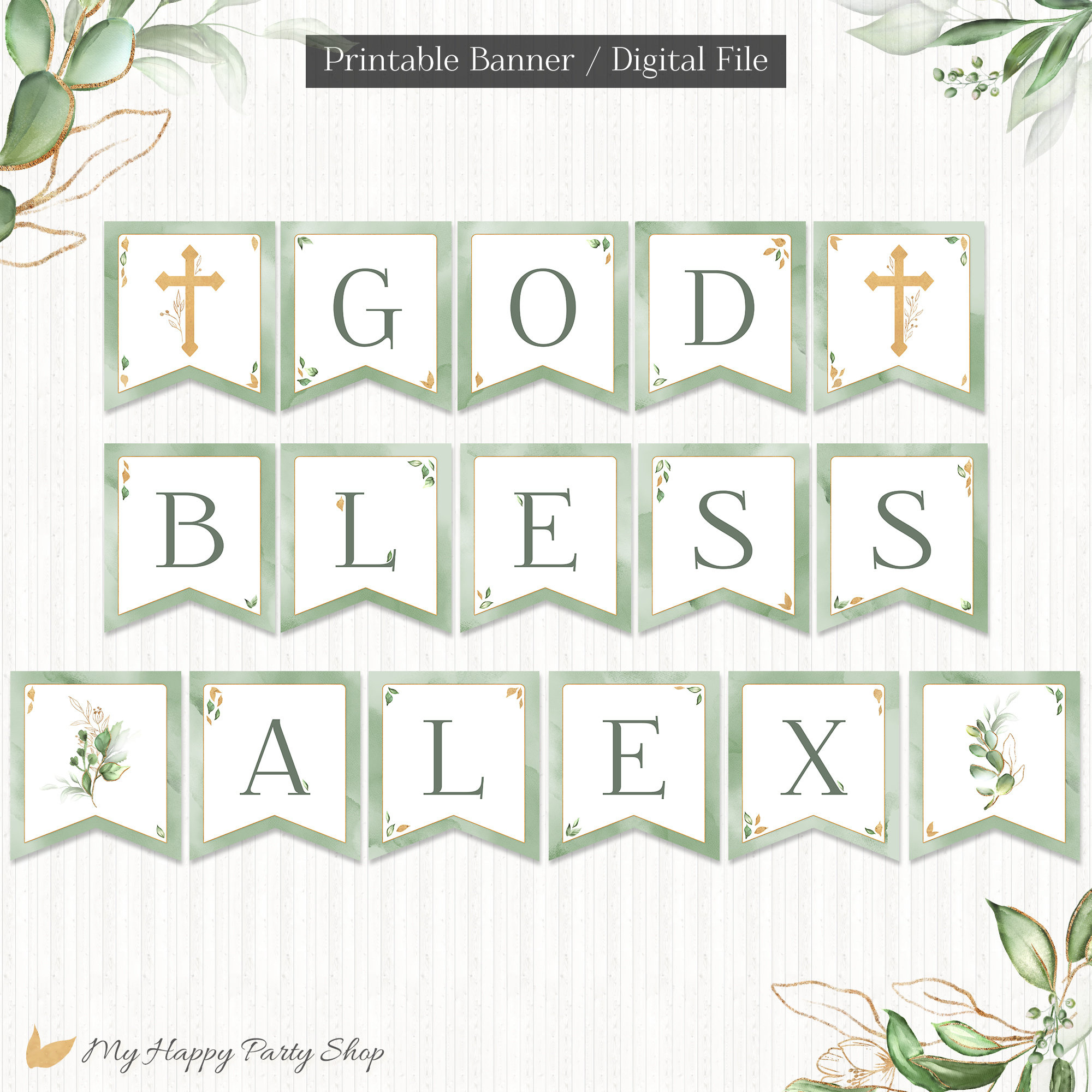 God Bless Banner, Printable, Custom Banner, Diy, Baptism Decor within Free Printable God Bless Banner