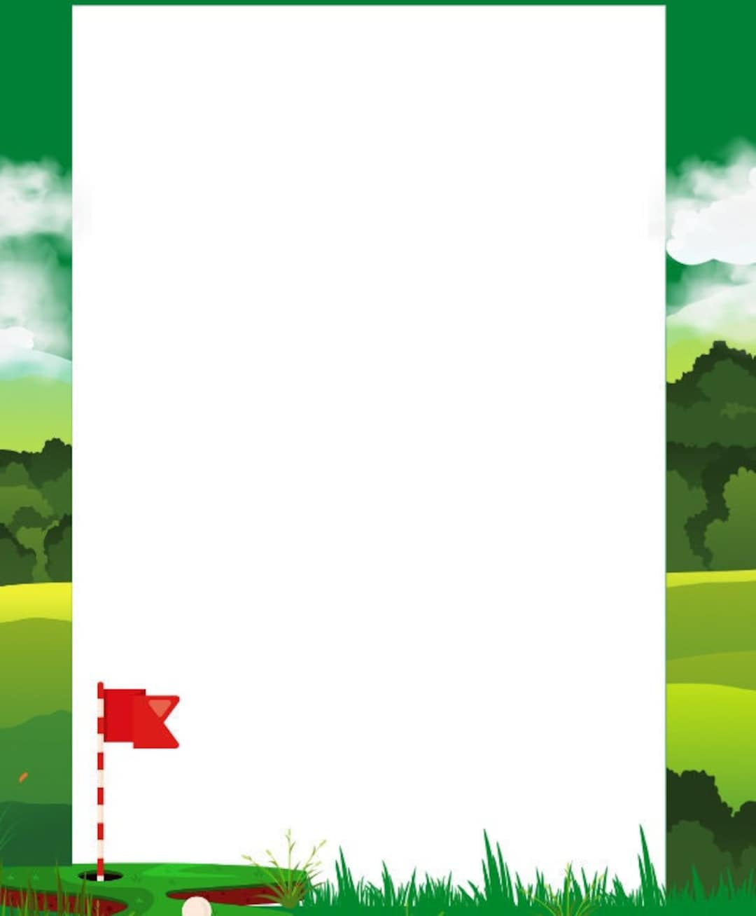 Golf Border Pdf Printable, Sports Instant Download, Golfing Print in Free Printable Golf Stationary