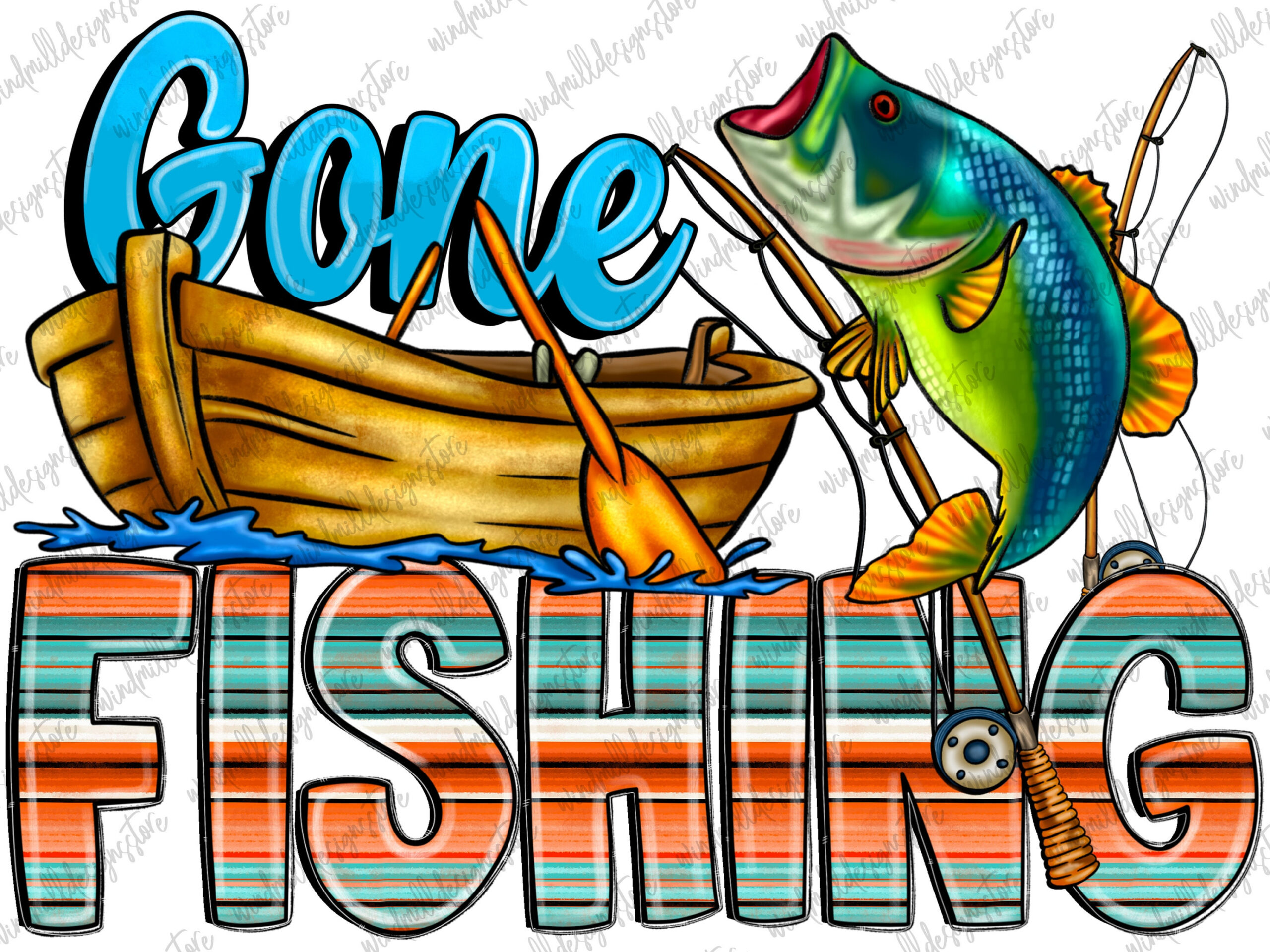 Gone Fishing Png Sublimation Design Download, Fishing Rood for Free Printable Gone Fishing Sign