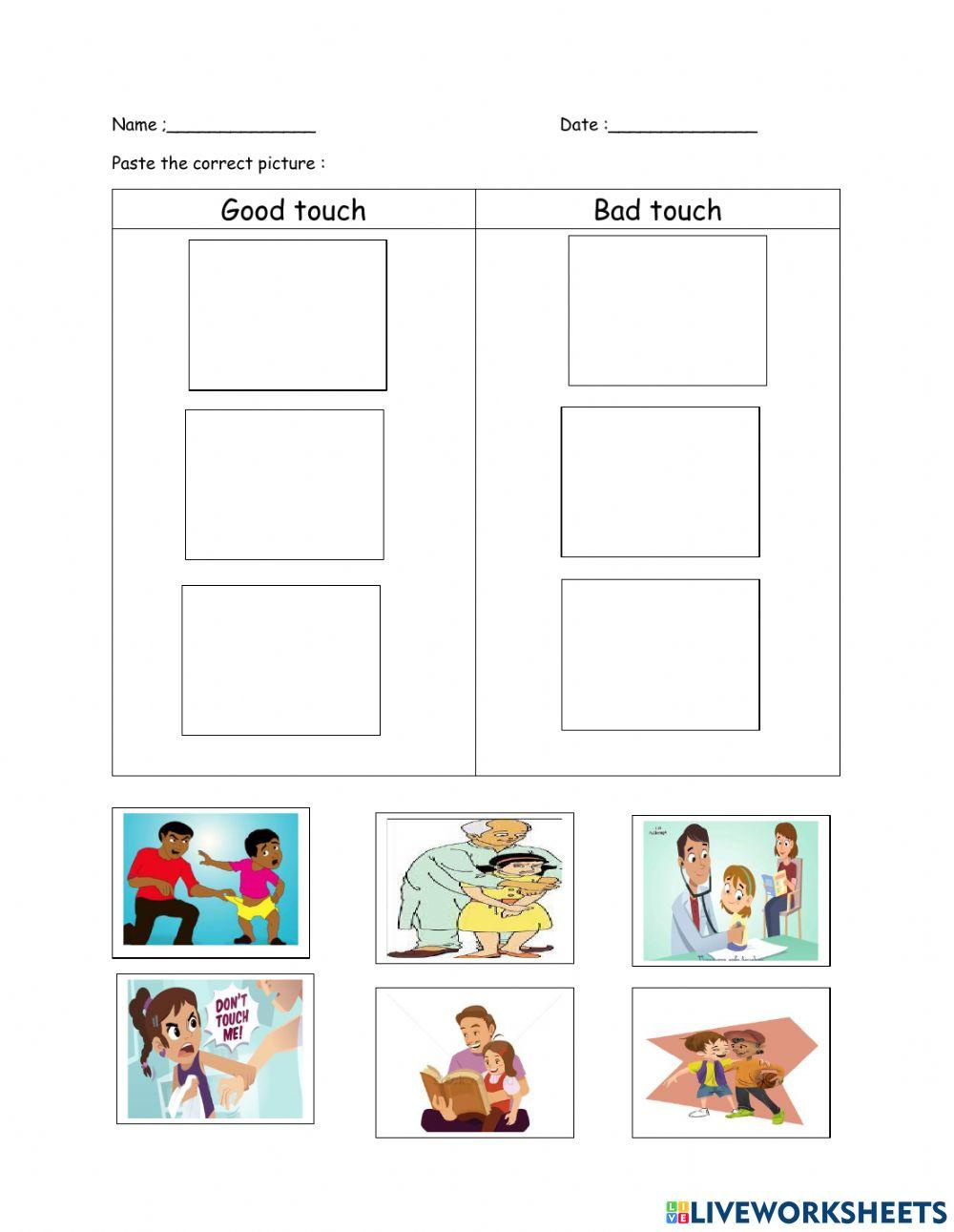 Good Touch And Bad Touch Activity | Live Worksheets - Worksheets within Free Printable Good Touch Bad Touch Coloring Book