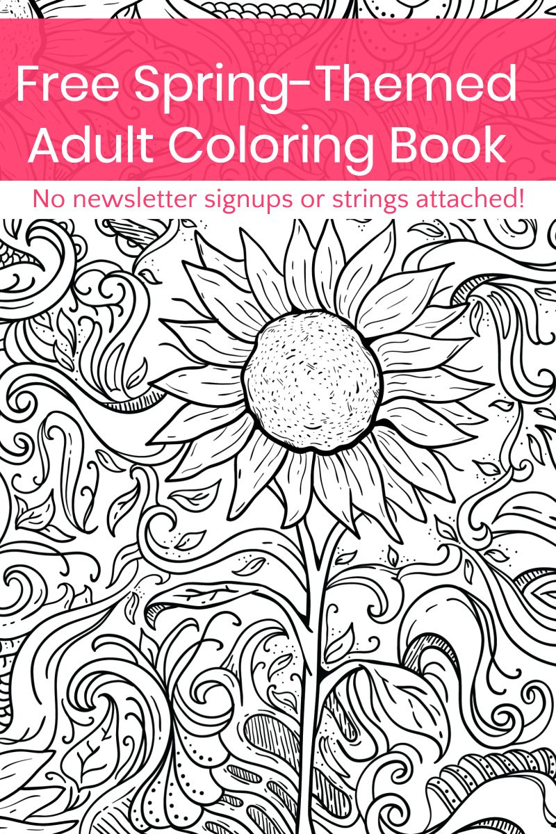 Grab This Free Printable Spring Adult Coloring Book (No Strings intended for Free Printable Coloring Books For Adults