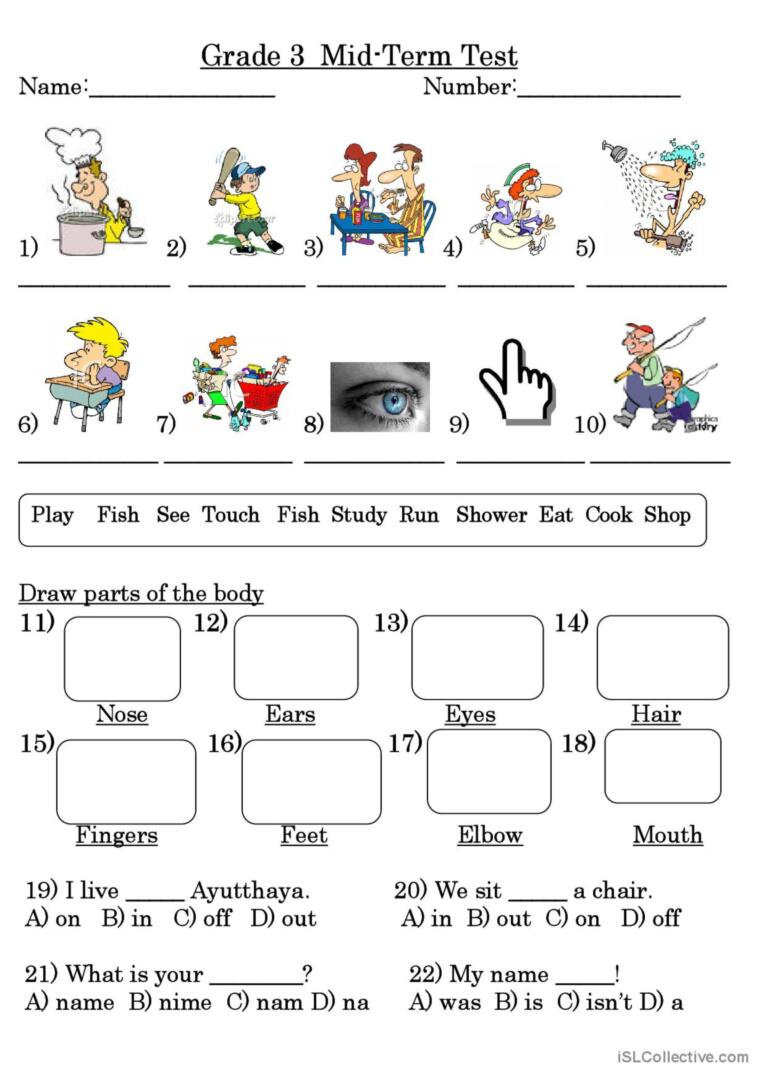 Grade 3 Test: English Esl Worksheets Pdf &amp;amp; Doc for Free Esl Assessment Test Printable