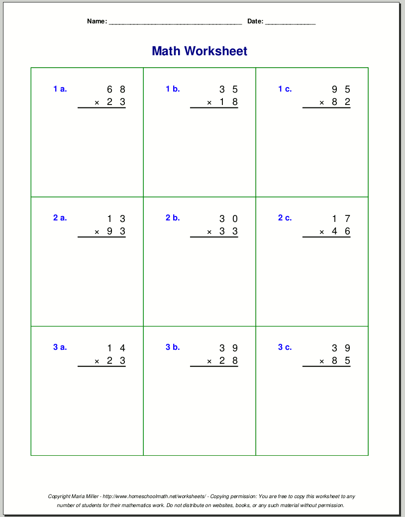 Grade 4 Multiplication Worksheets inside Free Printable Multiplication Worksheets For 4Th Grade