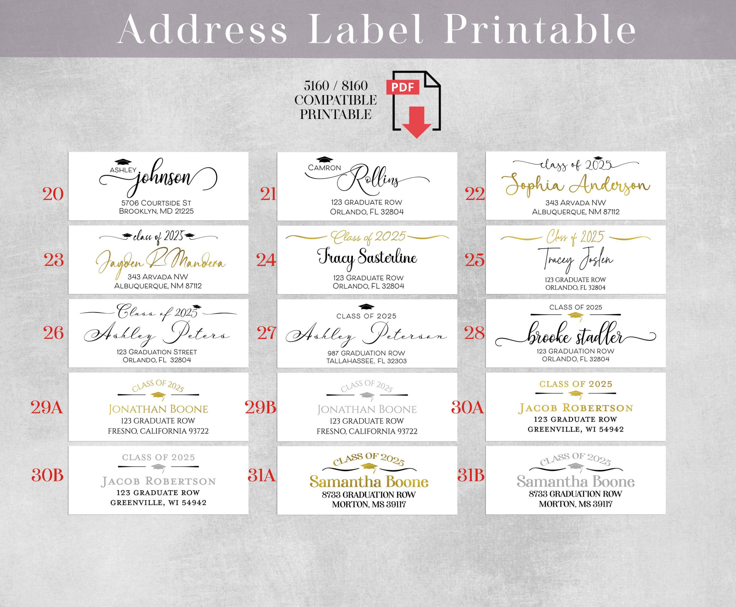 Graduation Address Label Download, Class Of 2025 Diy Graduate within Free Printable Graduation Address Labels