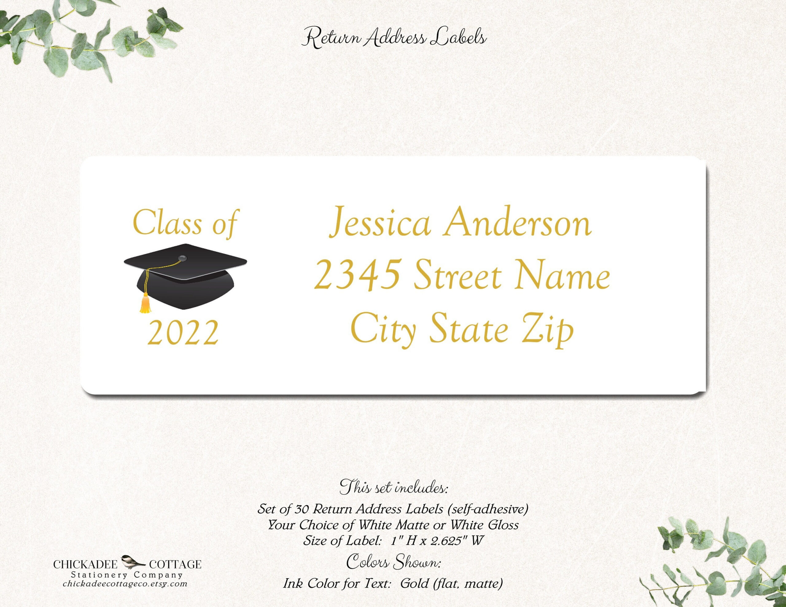 Graduation Class Of 2025 Return Address Labels, Personalized within Free Printable Graduation Address Labels