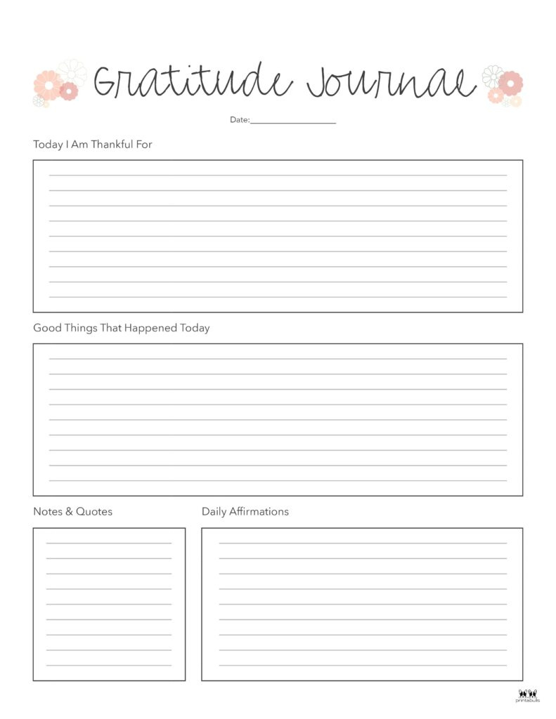 Gratitude Journal Templates - 18 Free Printables | Printabulls in Free Printable Gratitude Journal