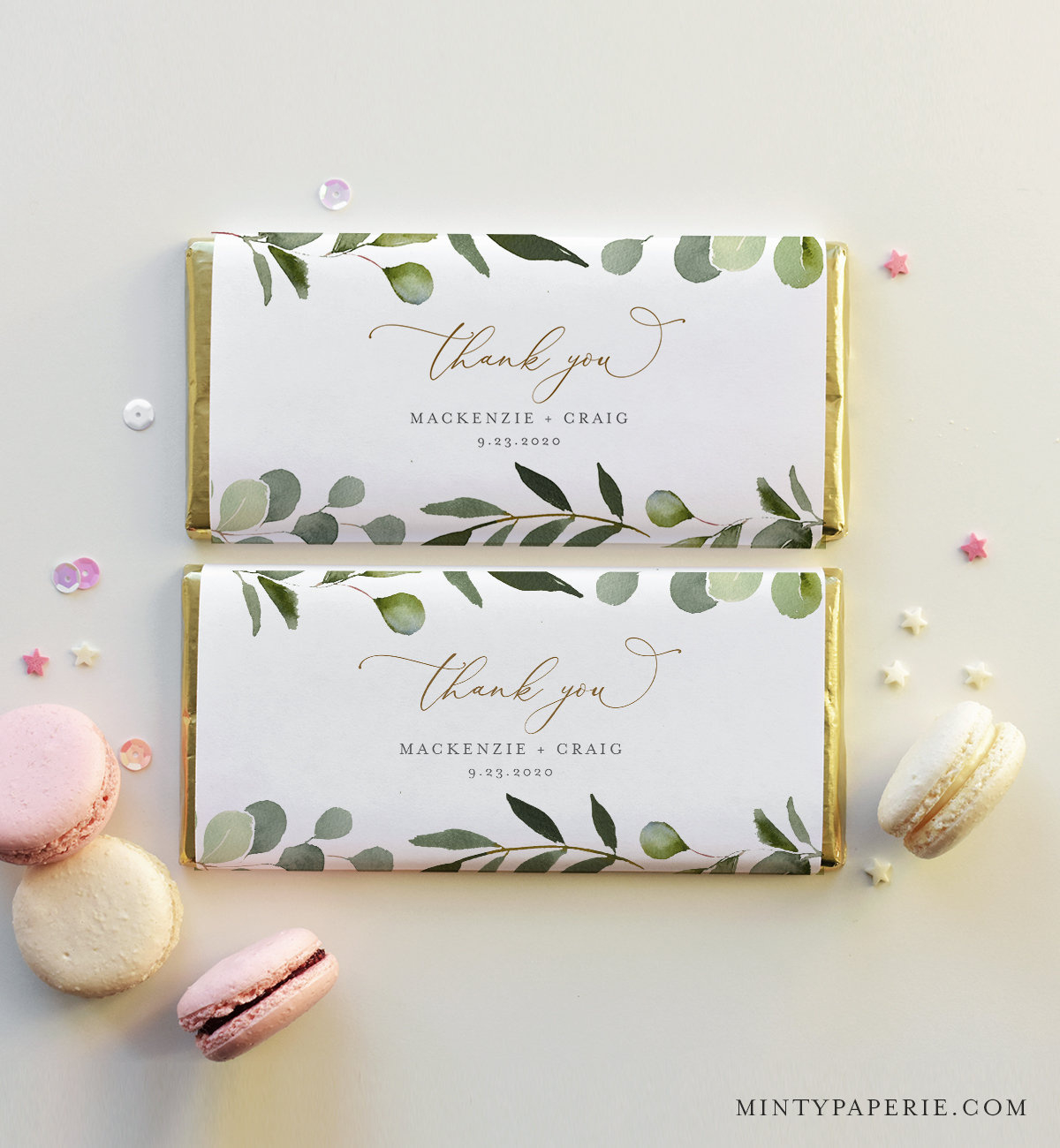 Greenery Chocolate Bar Wrapper Template, Printable Wedding with Free Printable Candy Bar Wrappers For Bridal Shower