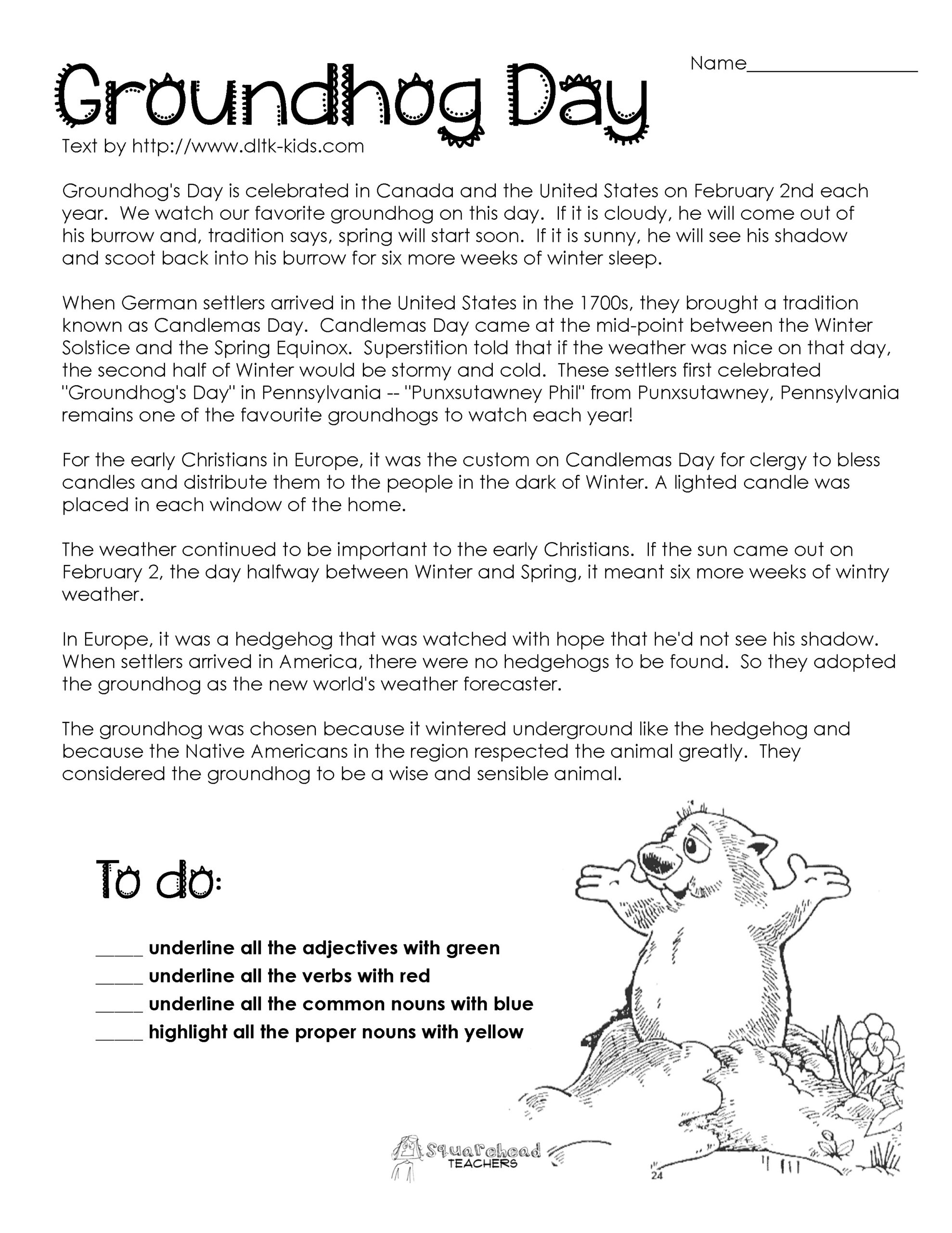 Groundhog Day Activity | Squarehead Teachers - Worksheets Library throughout Free Printable Groundhog Day Reading Comprehension Worksheets