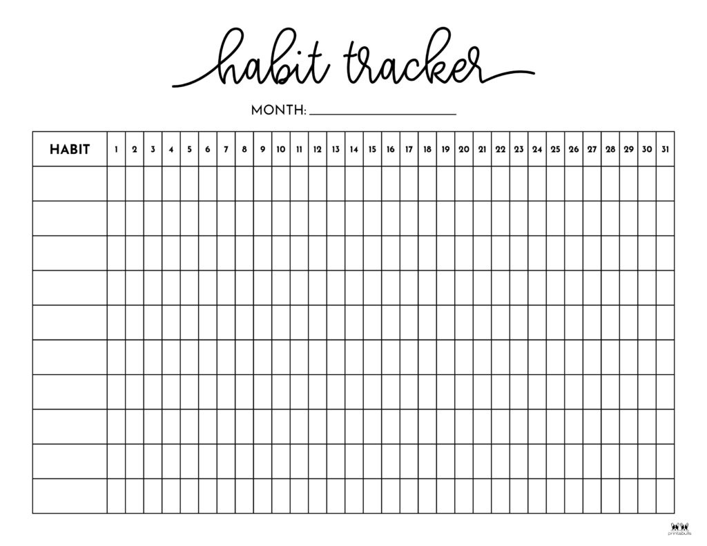 Habit Trackers - 25 Free Printables | Printabulls throughout Free Printable Habit Tracker