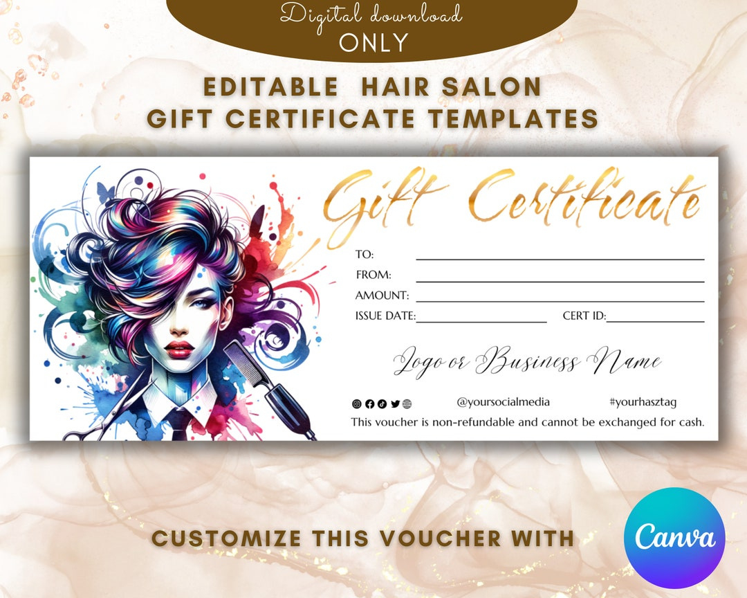 Hair Salon Gift Certificate Template Elegant Hair Stylist Gift with Free Printable Gift Certificates For Hair Salon
