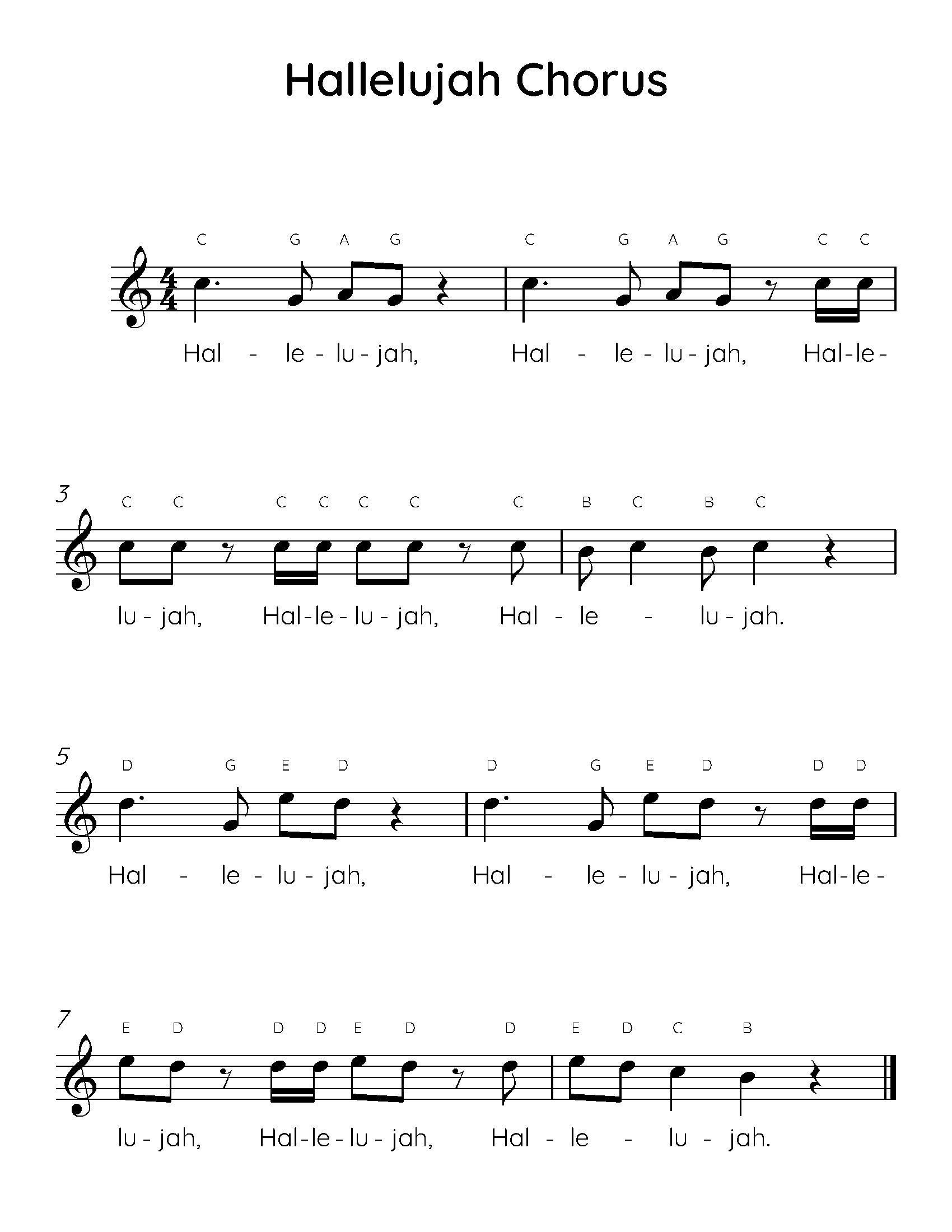 Hallelujah Chorus Easy Piano Sheet Music, Digital Downloadable inside Hallelujah Easy Piano Sheet Music Free Printable