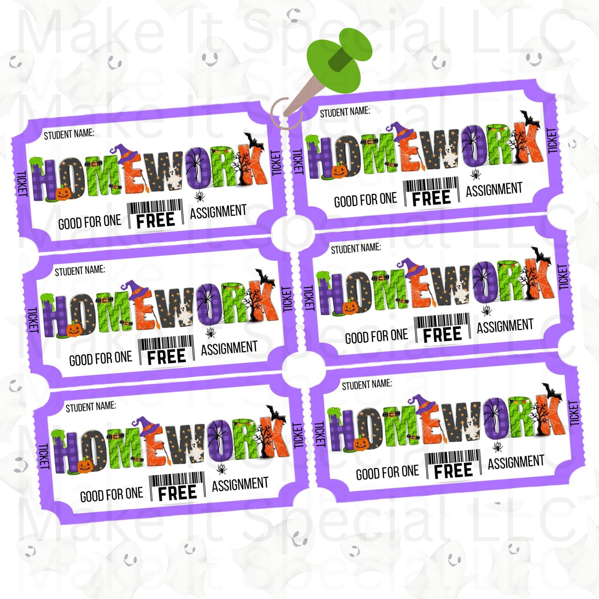 Halloween Free Homework Pass | Teacher Gifts Box | Homework Coupon inside Free Printable Halloween Homework Pass