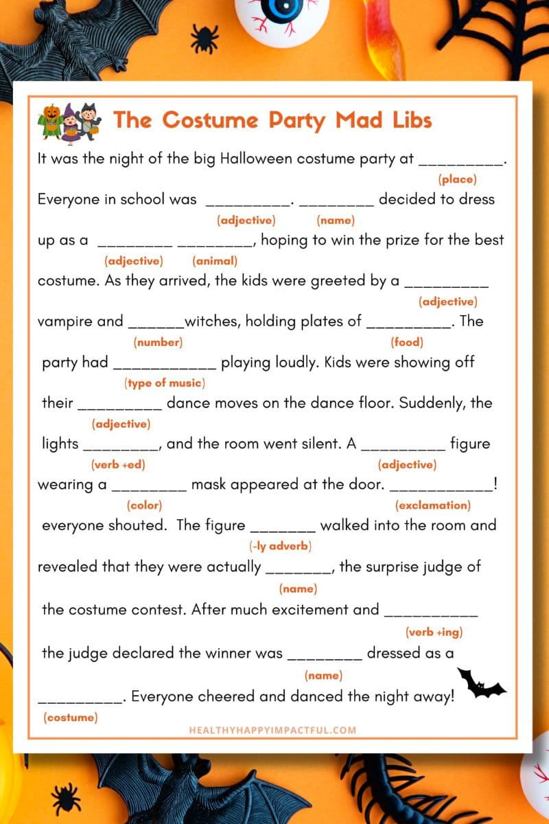 Halloween Mad Libs Free Printable (For A Frightfully Good Time inside Free Printable Halloween Play Scripts