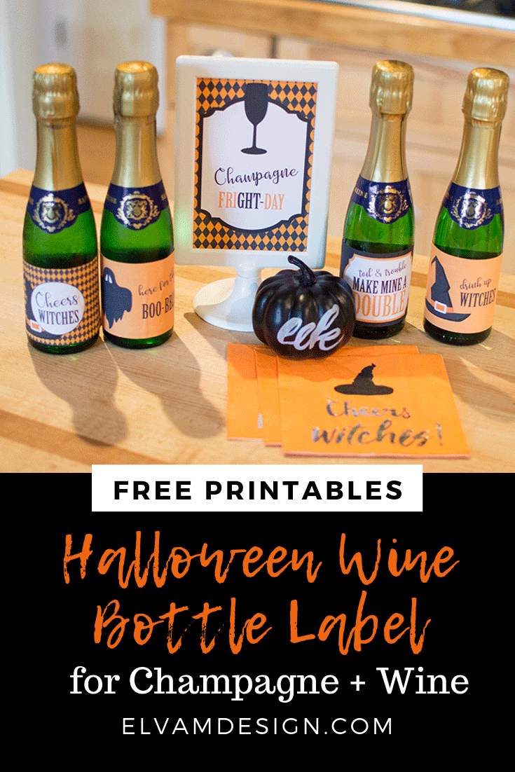 Halloween Mini Wine And Champagne Bottle Labels - Elva M Design Studio with regard to Free Printable Mini Champagne Bottle Labels